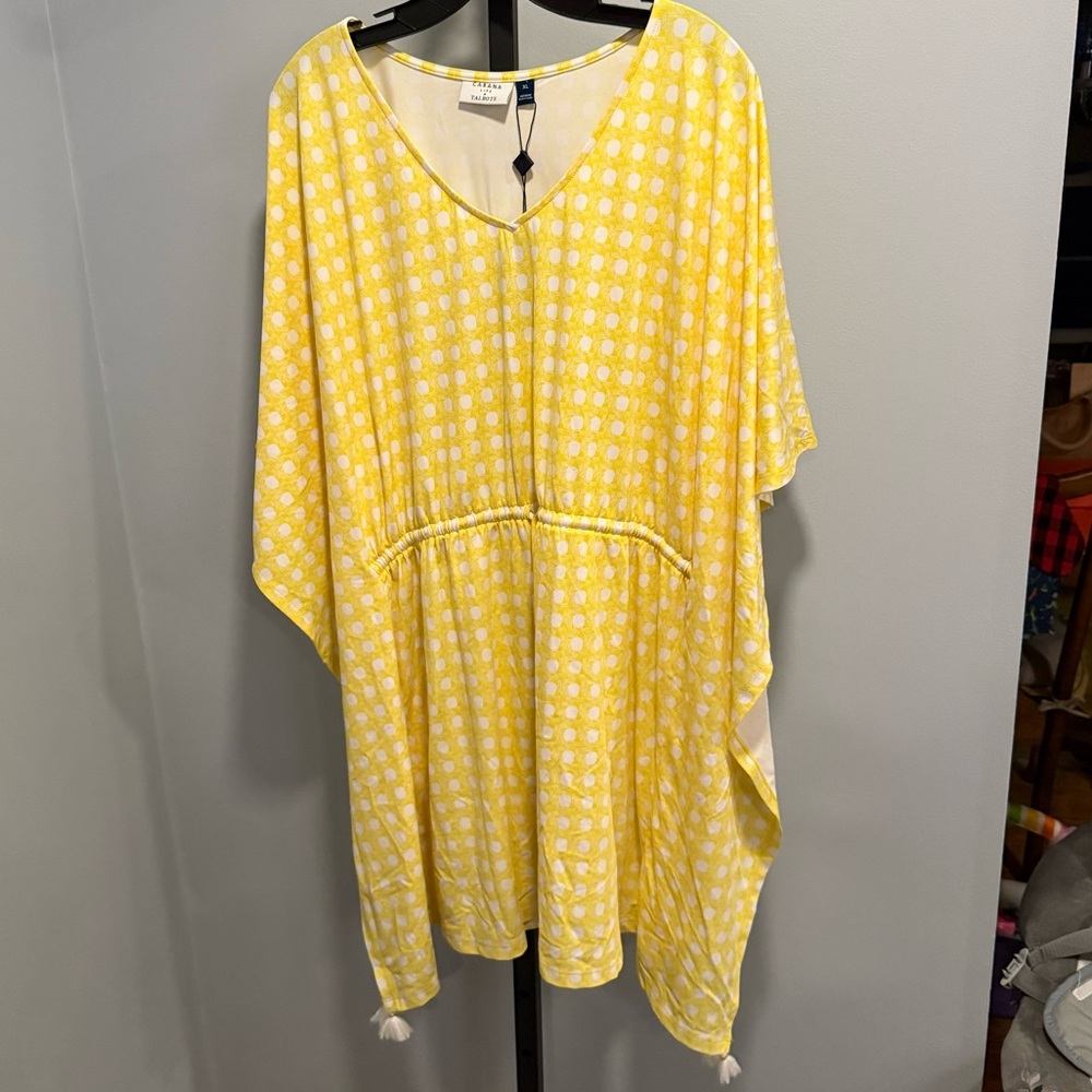 Cabana Life Yellow & White Polka Dot Swim Coverup Tunic